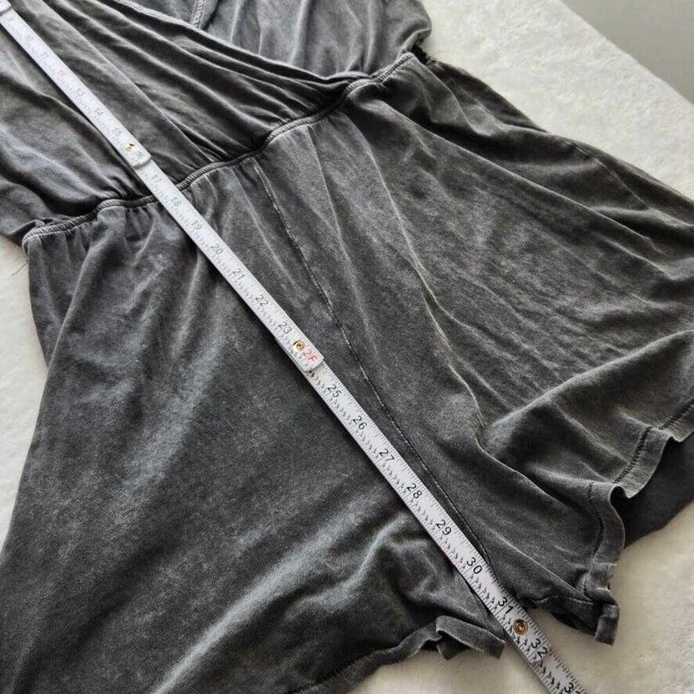 H&M Gray Romper Sz Medium Acid Wash Grunge Goth Punk Elastic Waist Short Sleeve - Picture 15 of 16